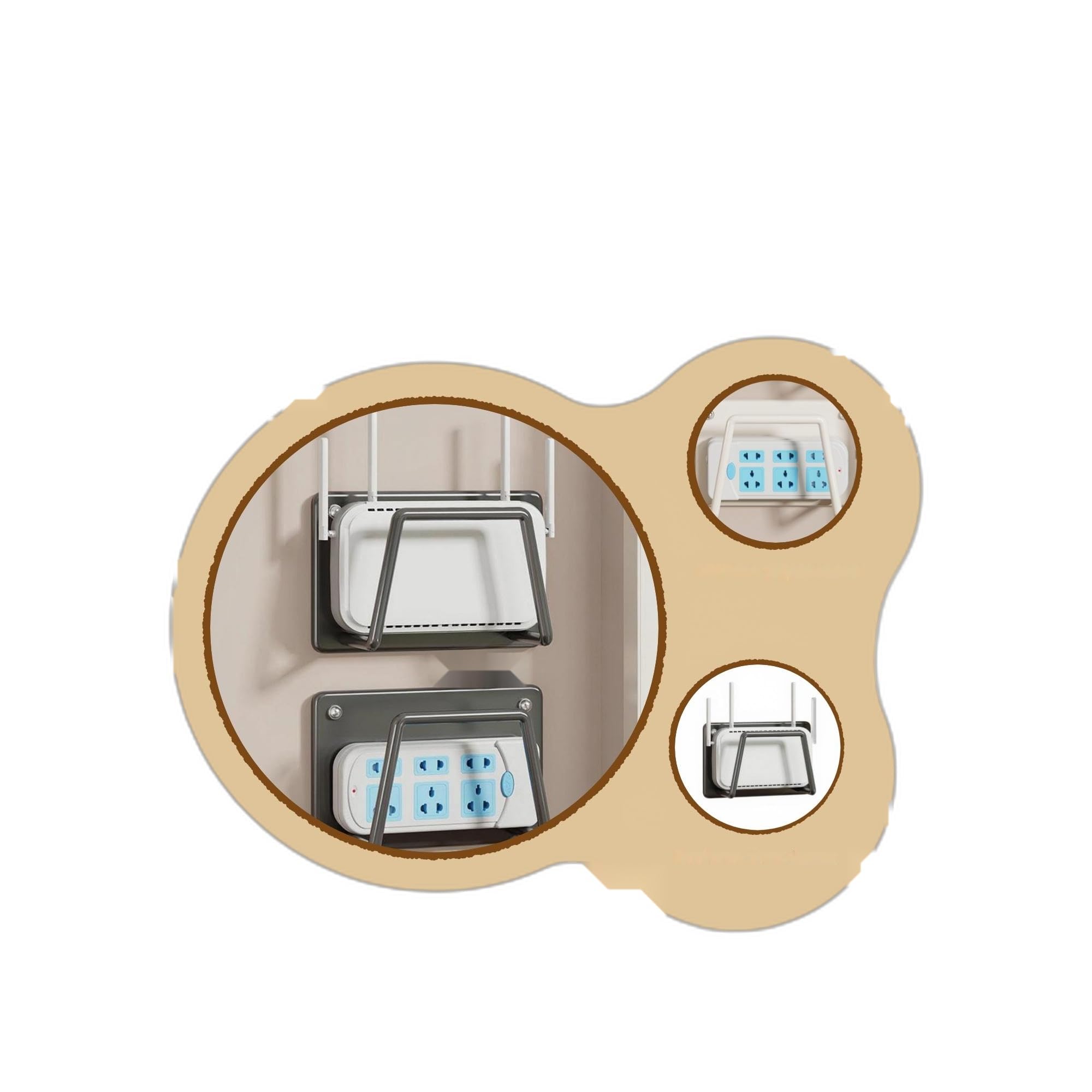 Router Shelf Organizer, Wire Management Box, Living Room Black 15x10x5cm 2pcs-image-1
