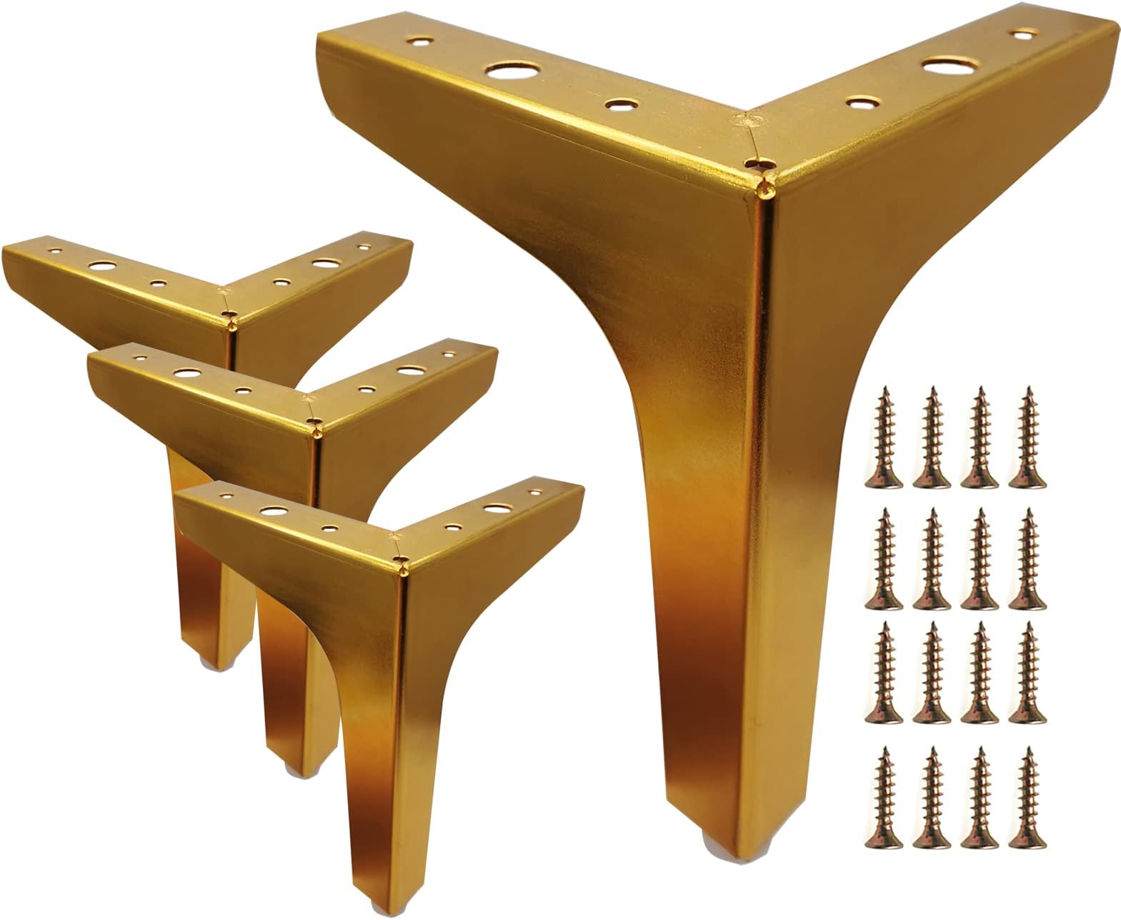 6 Inch Furniture Legs, Set of 4 Metal Furniture Legs Modern Triangle Feet Luxury Gold for Sofa Cabinet Cupboard Couch Chair Ottoman