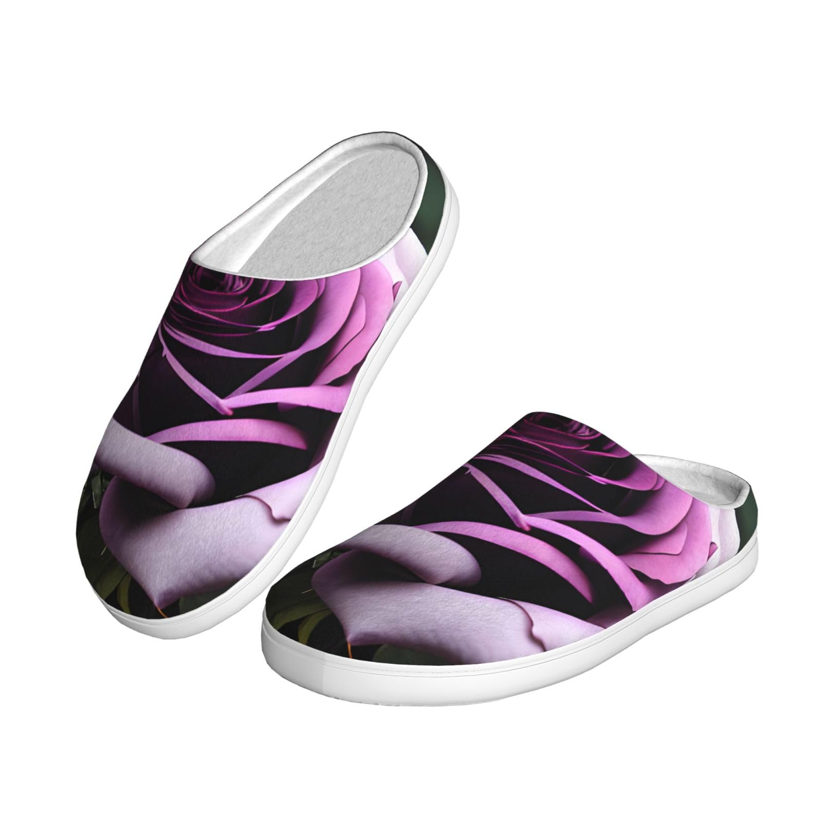 Nero Blackgound Rose Stampa Adulto TPR Pantofole Lavabile per Uomo e Donna Traspirante e Accogliente Scarpe invernali