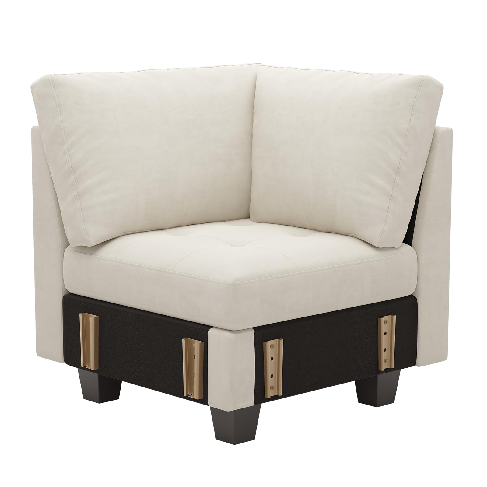 Belffin Velvet Corner Seat Module for Modular Sectional Sofa Couch Corner Sofa Couch Chair Beige