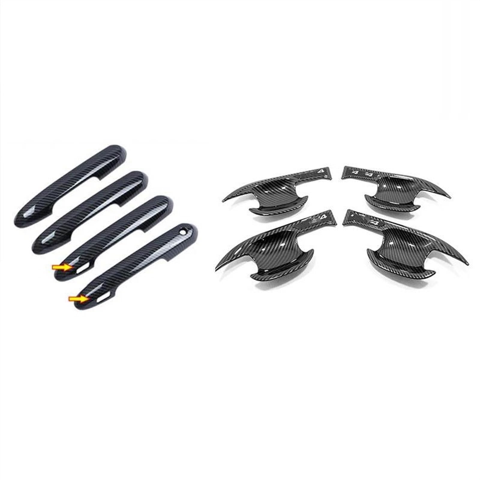 SLIMES Door Handle Cover 8 Pieces Car Electroplating Exterior W/Smart Keyhole for Toyota RAV4 XA50 2019 2020 2021 2022 Protection(Carbon)