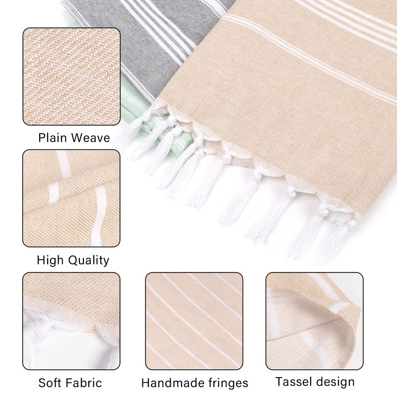 Toalla Playa Grande Algodón 80x190cm Originales Fouta Beach Towel con Flecos, Seca Rápida, Sin Arena, Color Caramelo