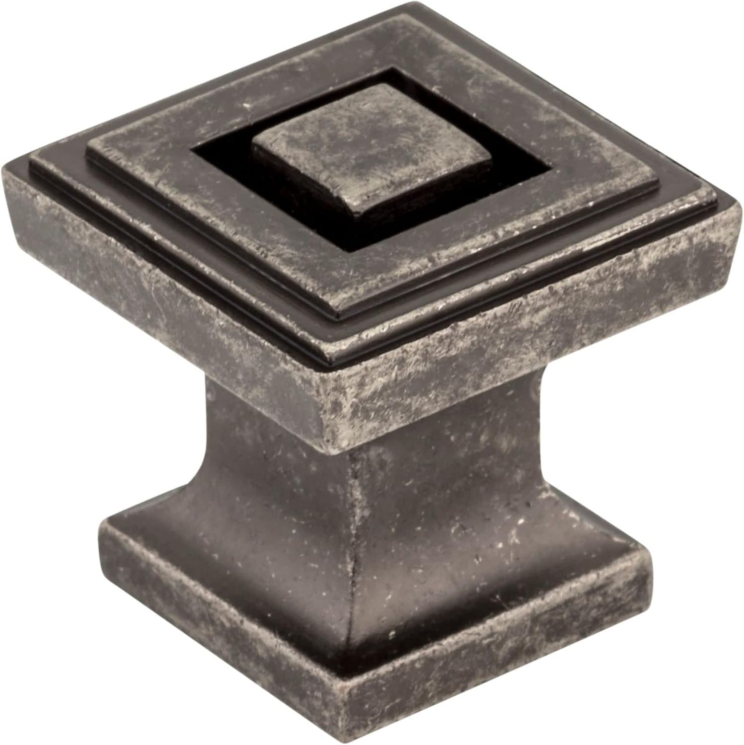 Delmar Cabinet Knob - 1" Square in Distressed Pewter