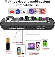 Vista 8 de SIBORIE Paquete de equipo de podcast F998 para Tiktok y YouTube Vlog, tablero de sonido con interfaz de audio, micrófono de karaoke de condensador