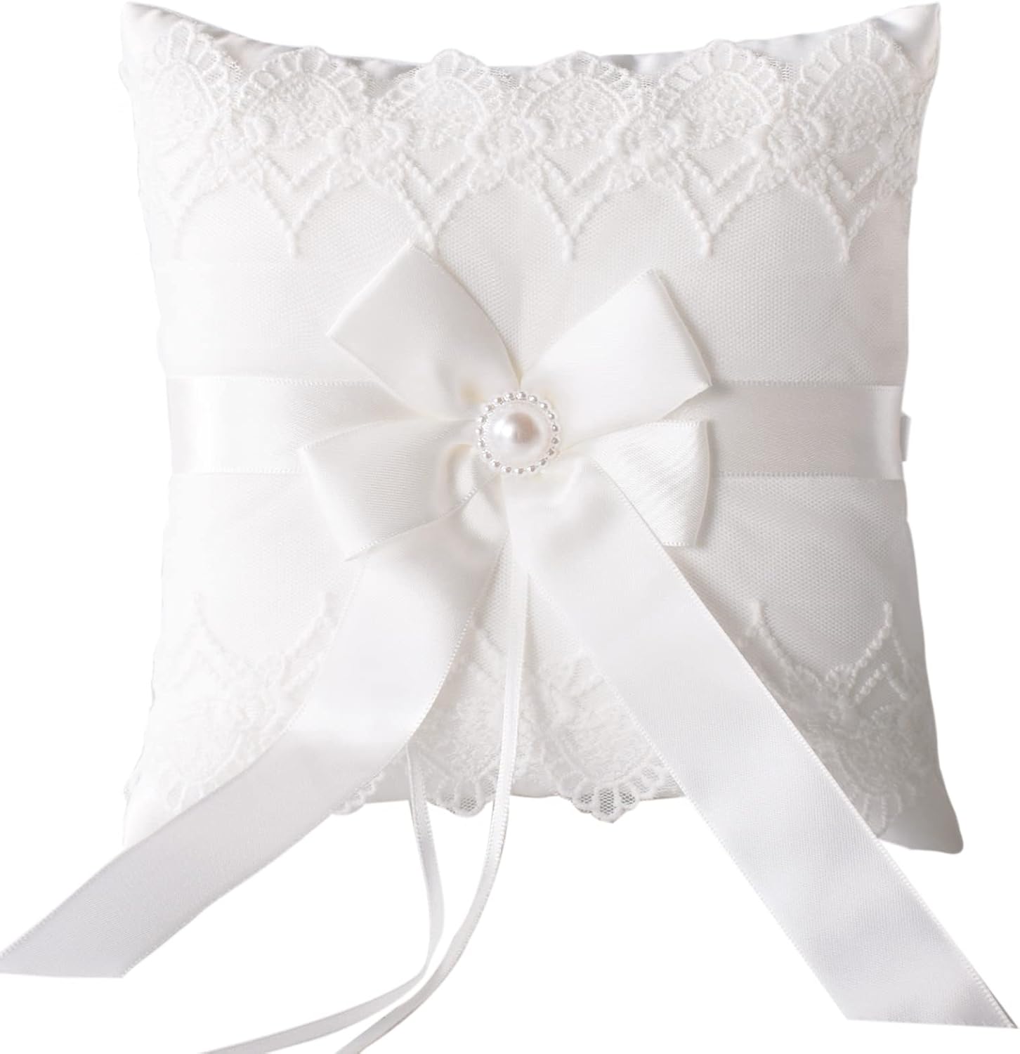 Wedding Ring Pillow, Ivory Ring Bearer Pillow, Simple Collection of Big Bow, Ring Bearer Holder for Wedding Party Ceremony