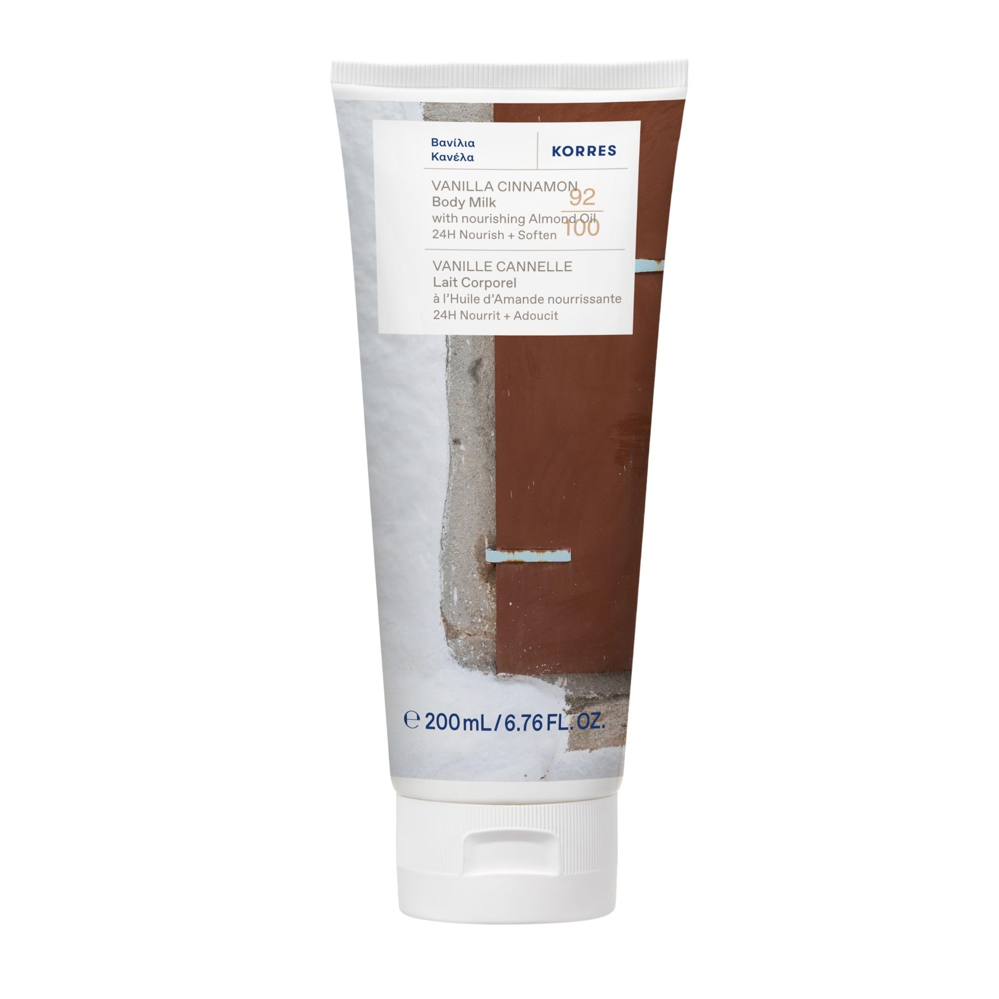 KORRES Vanilla Cinnamon Body Milk/Cream with nourishing Almond Oil for 24hour Hydration, 200ml
