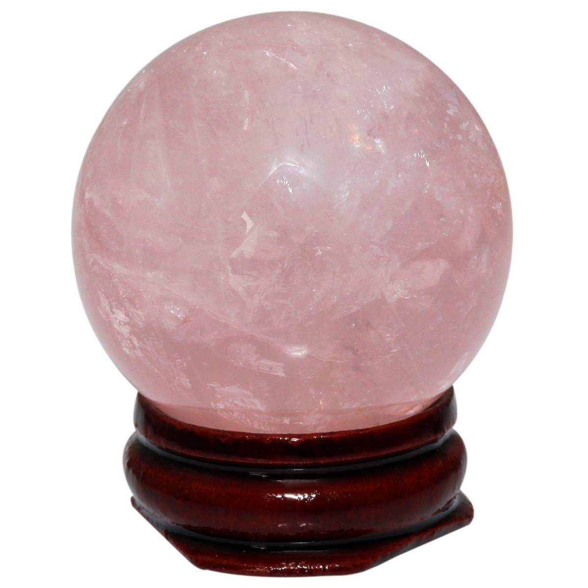 mookaitedecor 50-55mm Natural Small Pink Rose Quartz Crystal Ball with Wooden Stand