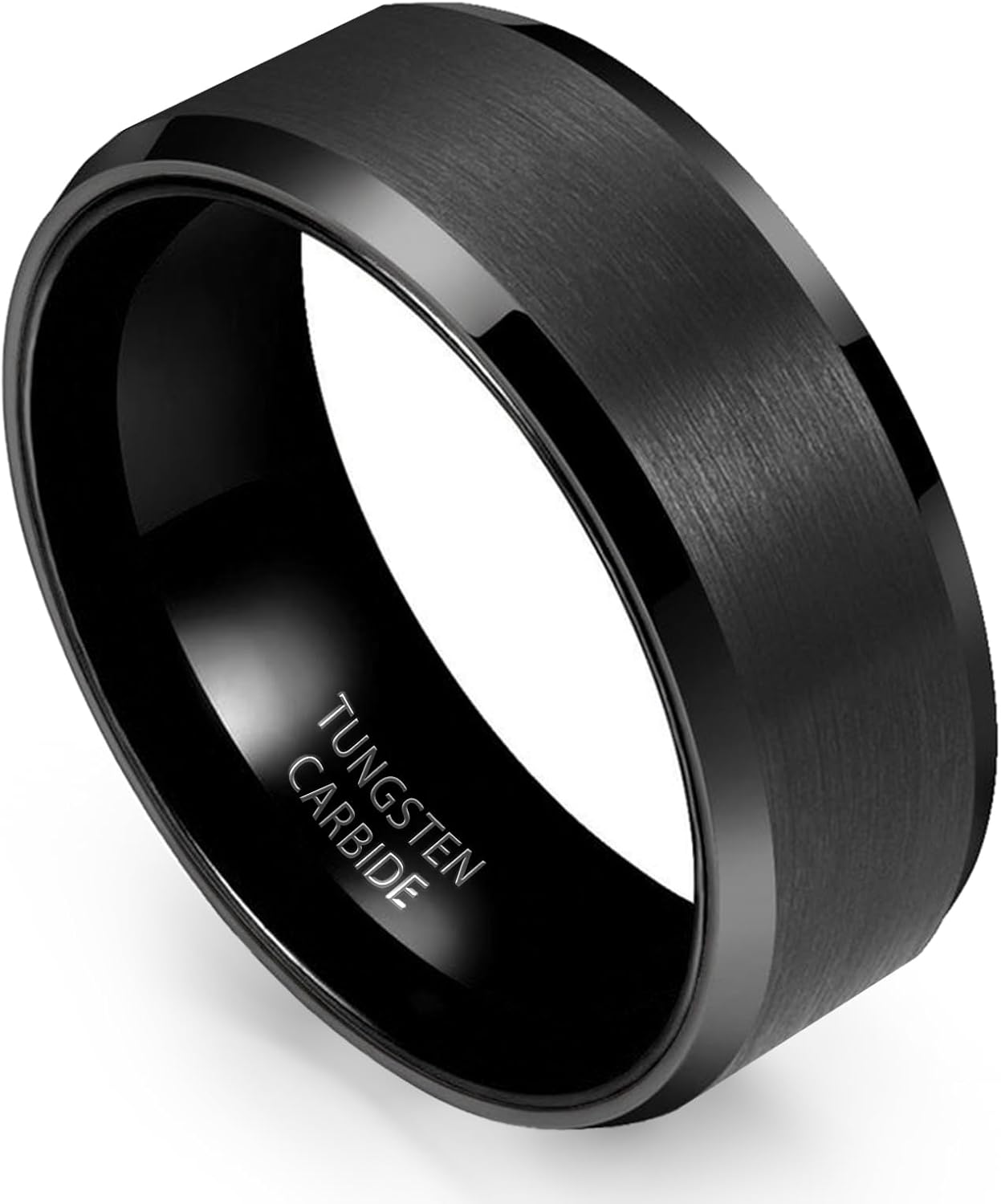 8mm Black Tungsten Rings for Men Women Wedding Band Ring Super Polished Matt Finish Tungsten Rings Size 6 to Size 16