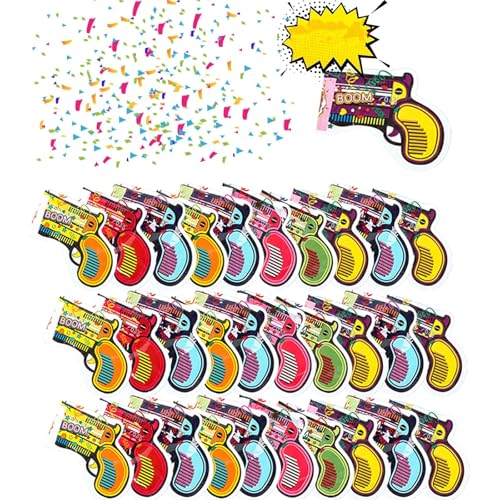 Konfettikanone 30 Stück Konfettipistolen Set für Partys und Feiern Konfetti Kanone mit Zufälligen Designs Ideal für Hochzeiten Geburtstage und Karneval Veranstaltungen