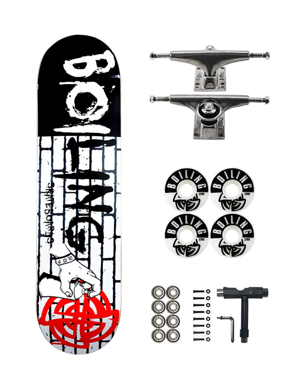 Skateboard Complete 4 Roues Action Wheel Skateboard Kids Complete High Precision Concave Deck pour débutants Adulte Unisexe (avec Outil de réglage)