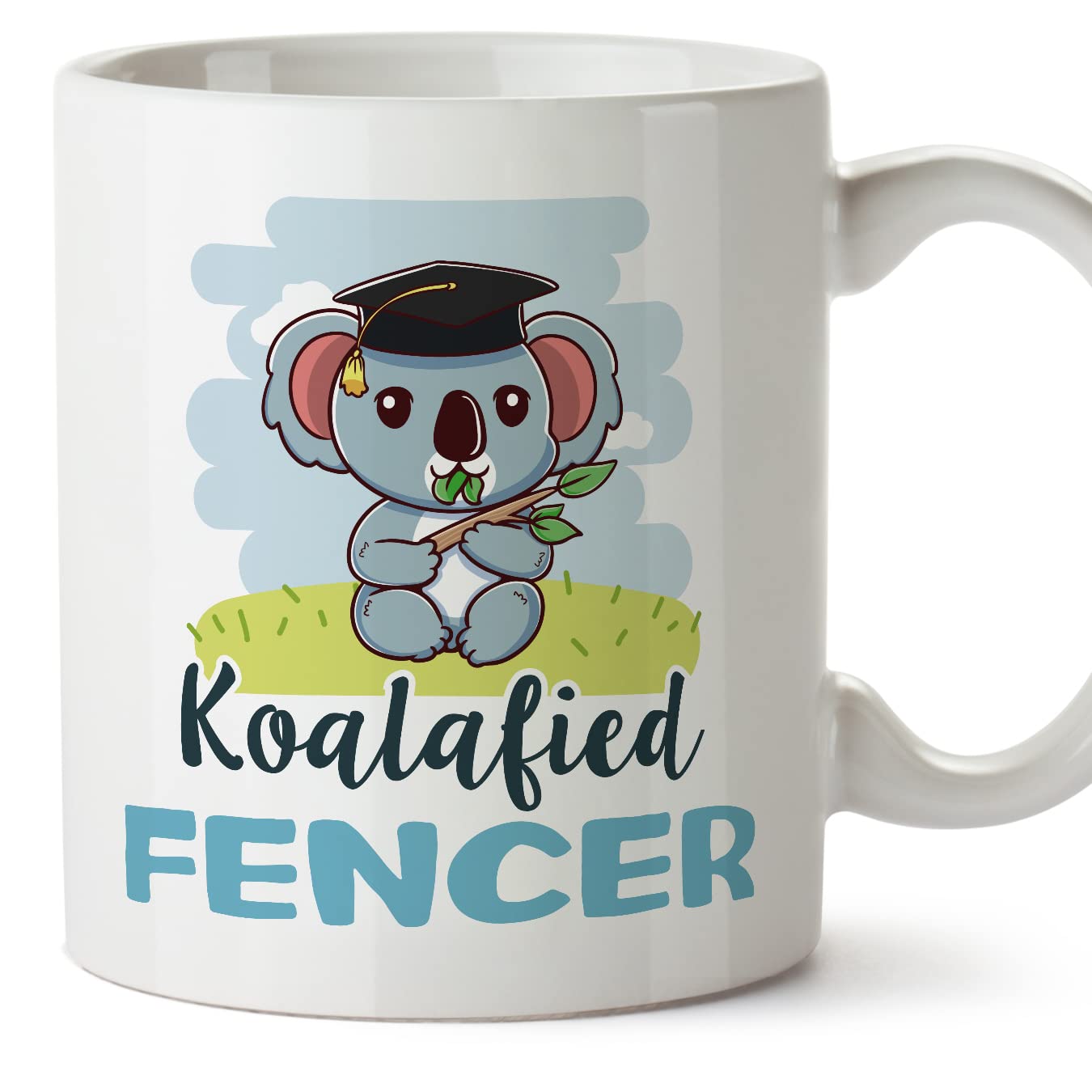 MUGFFINS Fencer Man Mug - in English - Koalafied - Funny Gift for Colleagues - Ceramic 11oz Mug