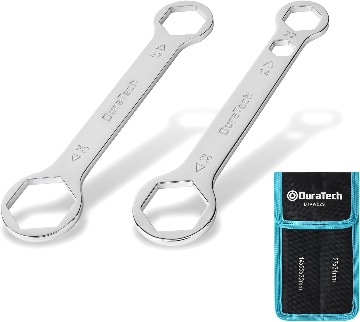 DURATECH Axle Wrench Set, Multi Tool Set, 5-IN-2, 27mm*34mm, 14mm*22mm*32mm, 6 point, CR-V Steel, Used to Remove Most Motorcycle Front and Rear Axles, Organized in Pouch