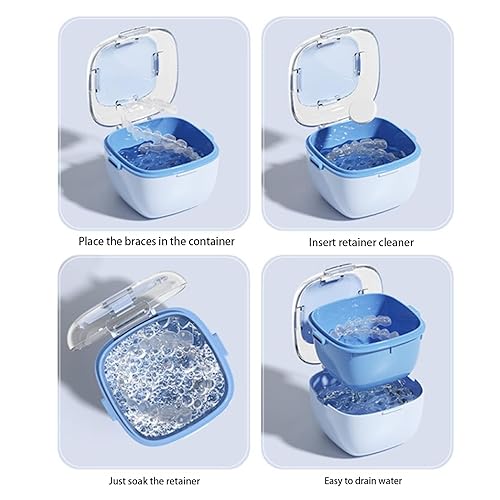 Miniatura 6 de Estuche de baño para dentaduras postizas  Contenedor de retención de doble capa para taza de limpieza de dentaduras  Estuche portátil para