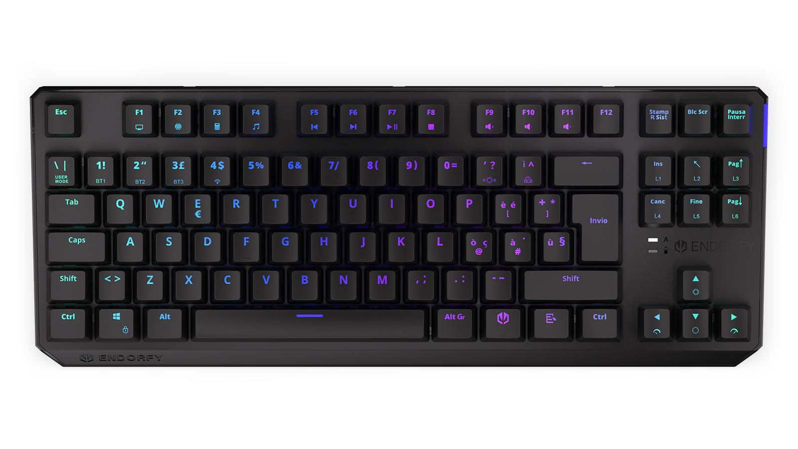 ENDORFY Thock TKL Wireless IT Red, switch Kailh Box Red, connettività 2.4 GHz e Bluetooth, tastiera meccanica TKL 80%, layout Italiano, EY5G006