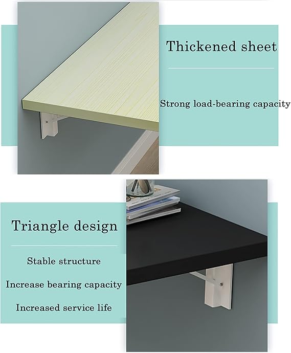 Wall Mounted Table Fold Down,Folding Drop-Leaf Desk,Modern Simple Style Writing Computer Workbench,Foldable Space Saving Design,for Bedroom Bathroom Apartment Study