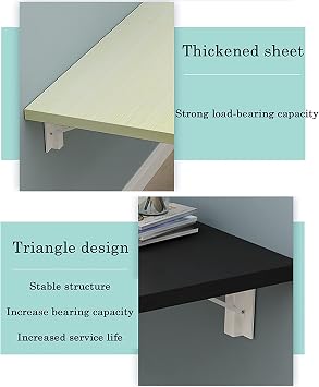 Wall Mounted Table Fold Down,Folding Drop-Leaf Desk,Modern Simple Style Writing Computer Workbench,Foldable Space Saving Design,for Bedroom Bathroom Apartment Study