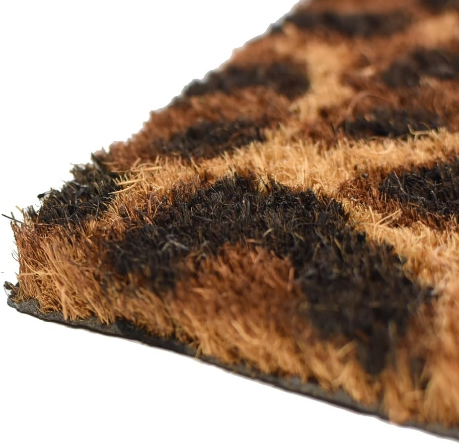 Treasure Gurus Coir Leopard Print Front Door Mat Welcome Rug Outdoor Entrance Doormat Porch Home Decor
