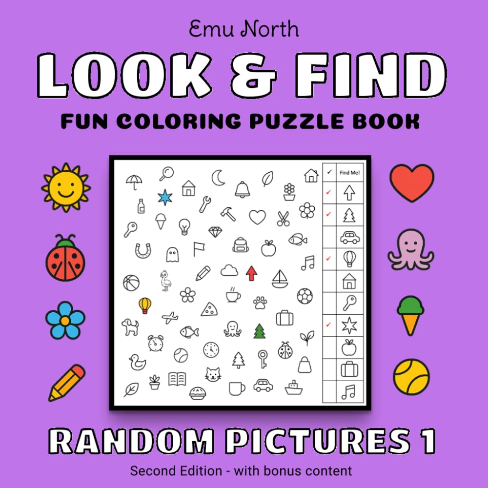 Look and Find: Random Pictures 1 - Fun Coloring Puzzle Book [USA]: Second Edition - with added bonus content (Look and Find Books)