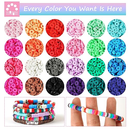 Vicloon 4500 Pcs Clay Beads for Jewelry Making Clay Beads Friendship Bracelet Making Kit with 24 Grid Storage Box - Image 2