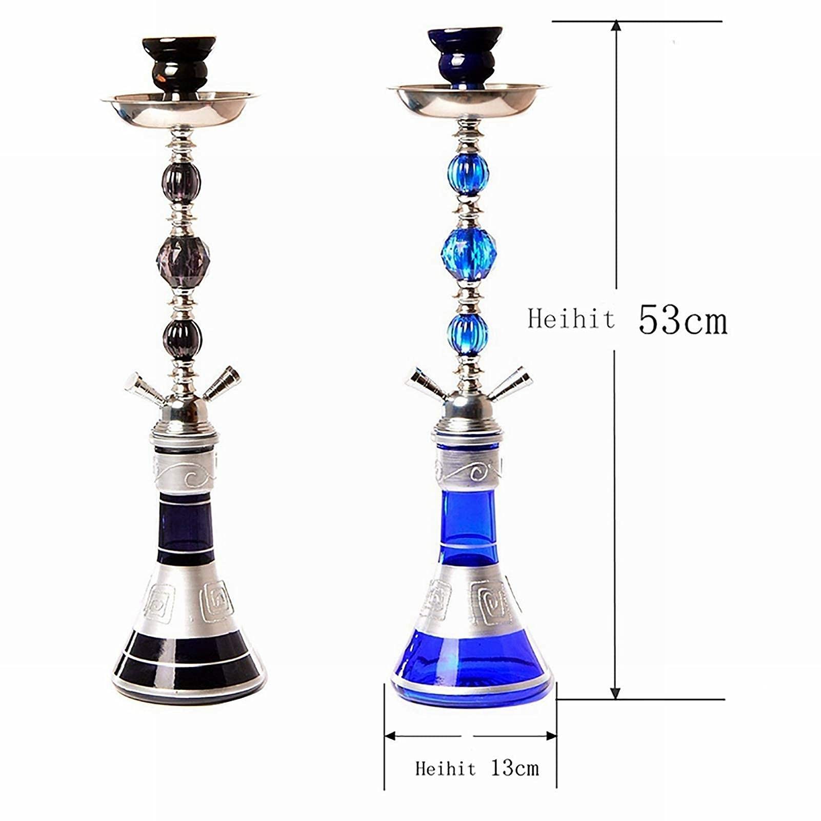 Shisha Set De 21 Pulgadas Doble Hose Hose Hookah Conjunto Con 2 Mangueras De Silicona Y Accesorios De Shisha Lavables Para Fumar Saludable blue