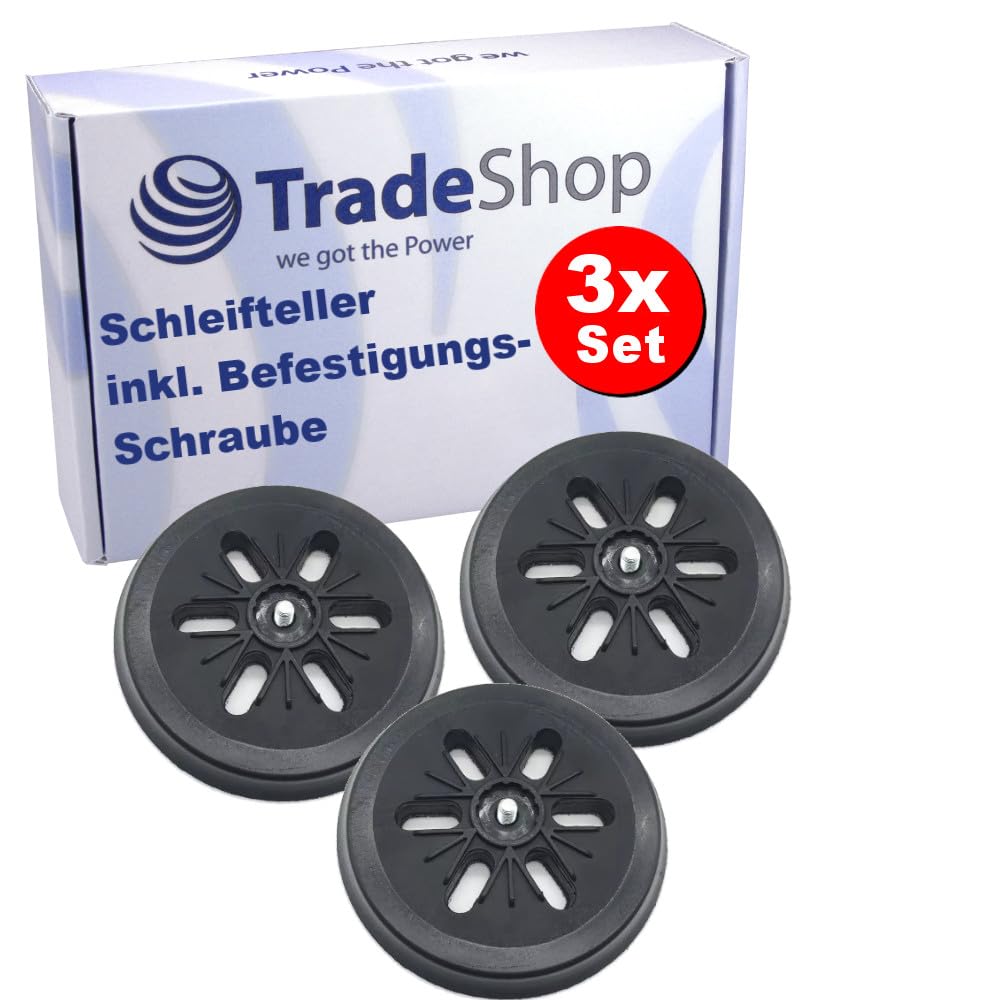 Trade-Shop - 3 discos abrasivos de 6 agujeros con cierre autoadherente, diámetro de 150 mm, incluye tornillo M8, compatible con lijadora orbital Bosch GEX 150 AC, PEX 420 AE