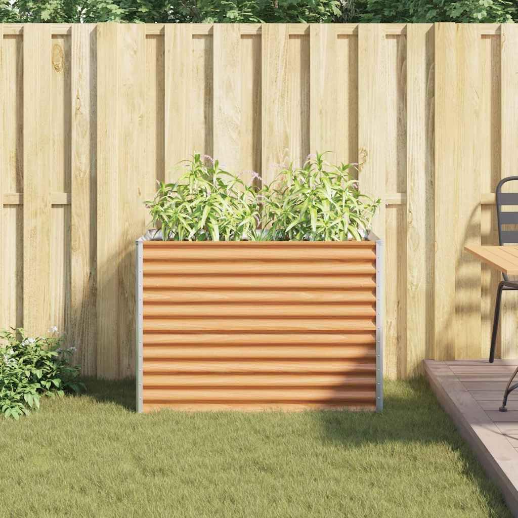 Jardinera de color marrón claro de acero galvanizado, 98 x 50 x 68 cm, con material resistente, resistente a la intemperie, para jardín, terraza y balcón, adecuado como maceta, maceta