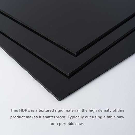 Placa de polietileno HDPE negro 1/4in 12x12in 3 piezas miniatura 6