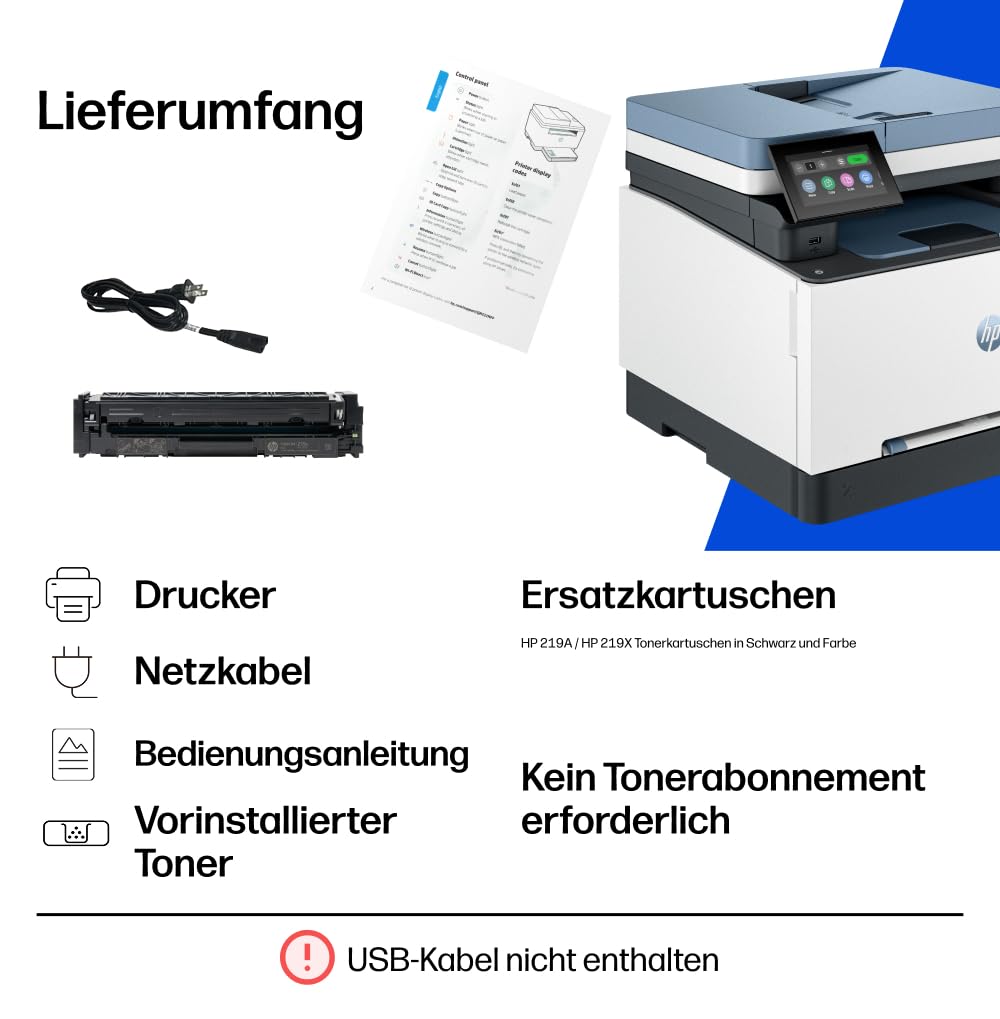 HP Color LaserJet Pro MFP 3302sdwg Multifunktions-Farblaserdrucker, Automatischer beidseitiger Druck, Hohe Druckgeschwindigkeit, Touchscreen, Wi-Fi, Ethernet, USB, Wolf Pro Security