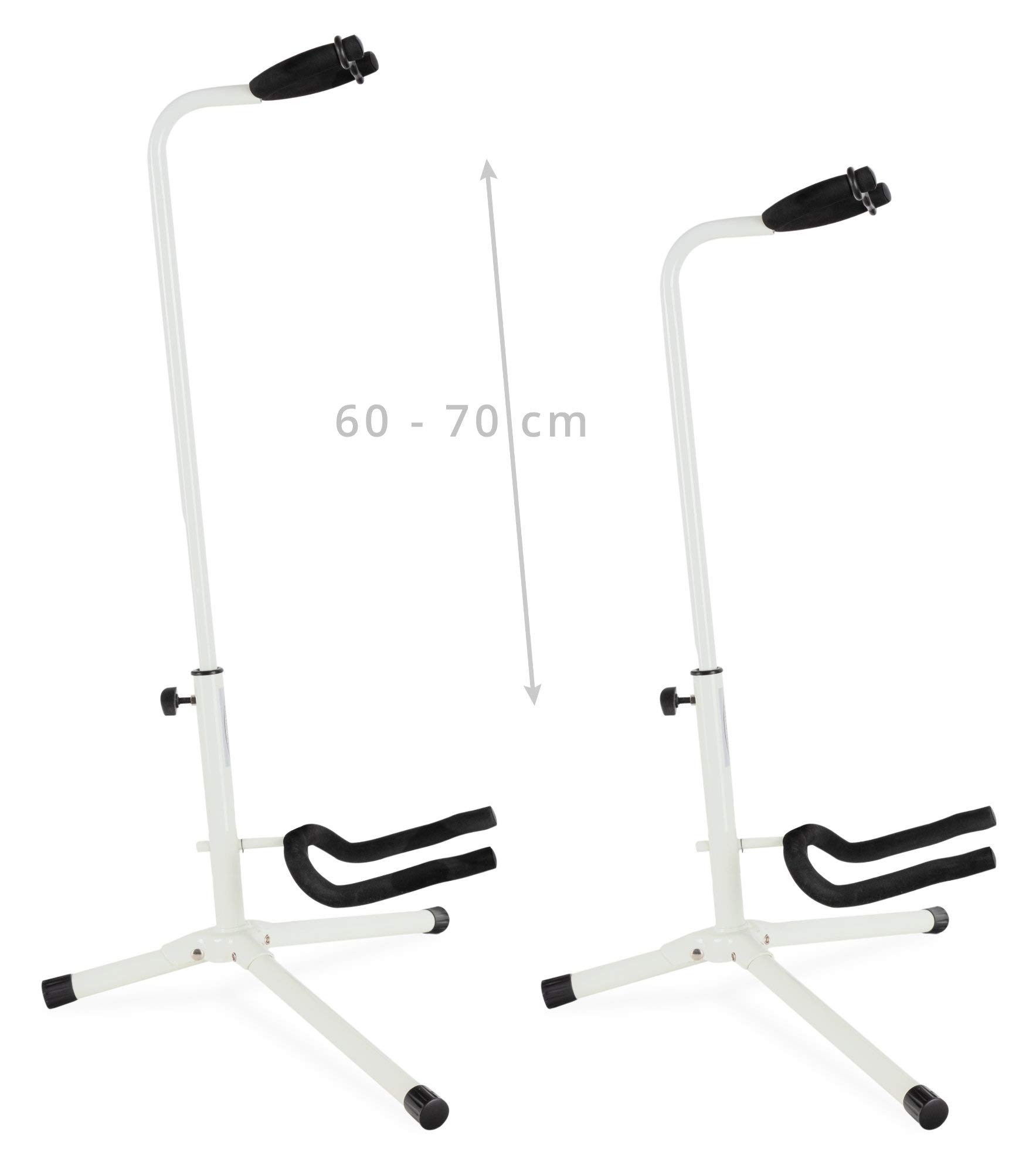 Classic Cantabile Gitarrenständer - Universal Gitarrenständer für Konzertgitarre, Westerngitarre, E-Gitarre, E-Bass - Gepolsterte Auflage - Klappbarer Gitarrenständer - Weiß