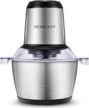HOMEASY Hachoir Électrique Avec Bol Acier Inox 2L, Hachoir à Viande 350W Avec 4 Lames Amovibles pour Hacher Viande, Oignon, Herbes, Fruit Sec Rapide et Sans Efforts