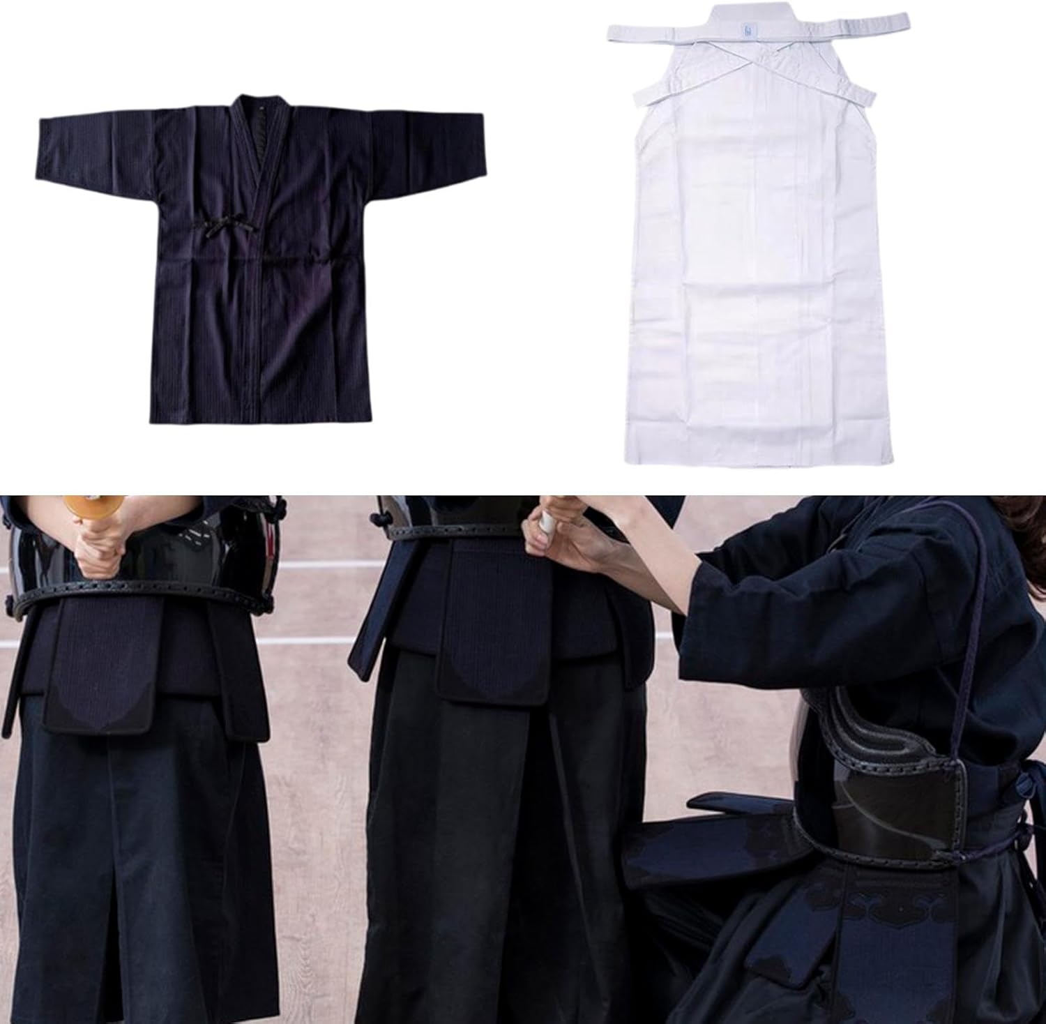 Japanese Kendo Uniform Set - Traditional Samurai Outfit Hakama & Gi - Martial Arts Training Costume