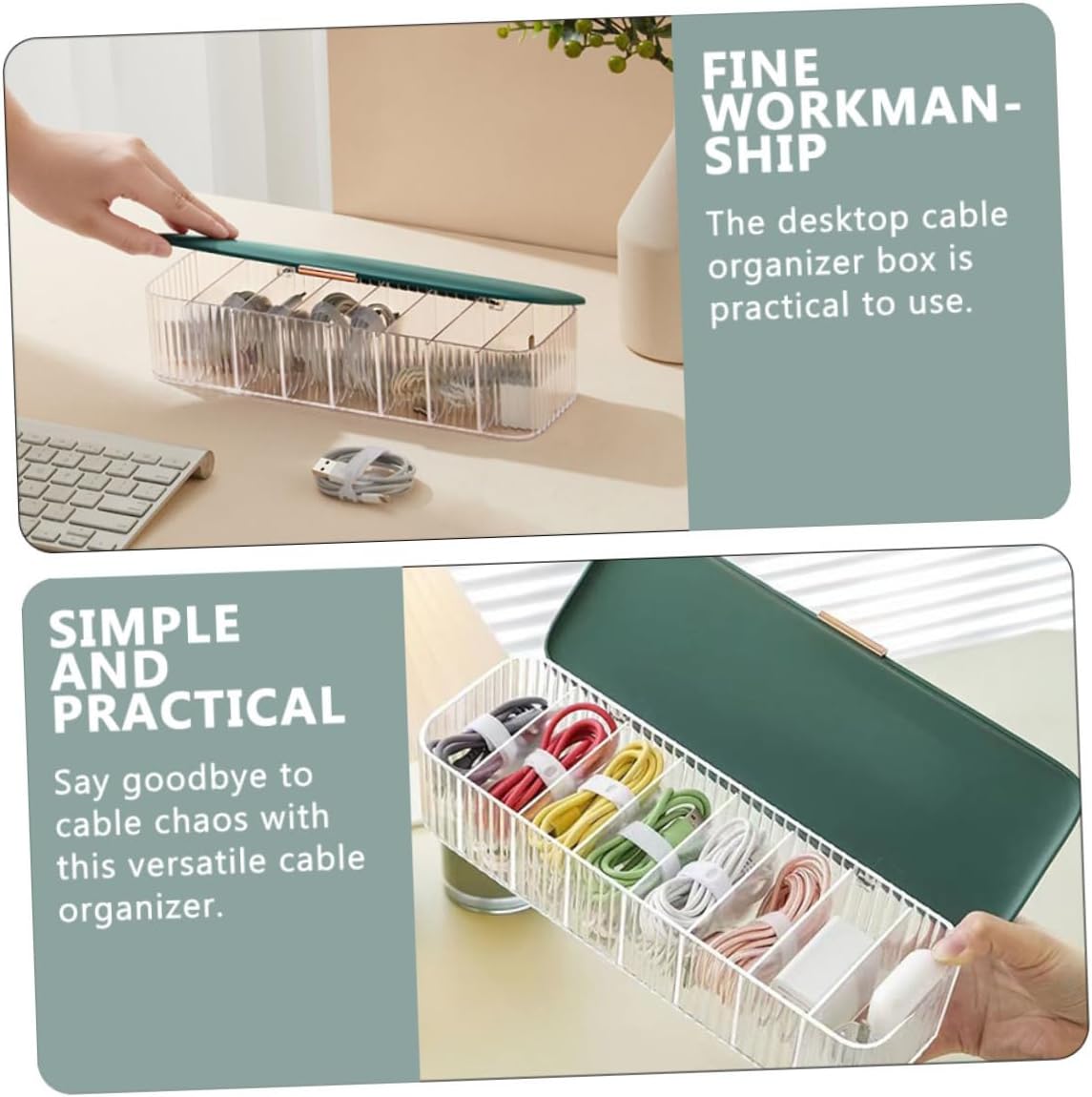 Balacoo 3pcs Box Desktop Cord Organizer for Electronics Cover for Easy Storage of Cords and Wires for Use Design Multiple Compartments