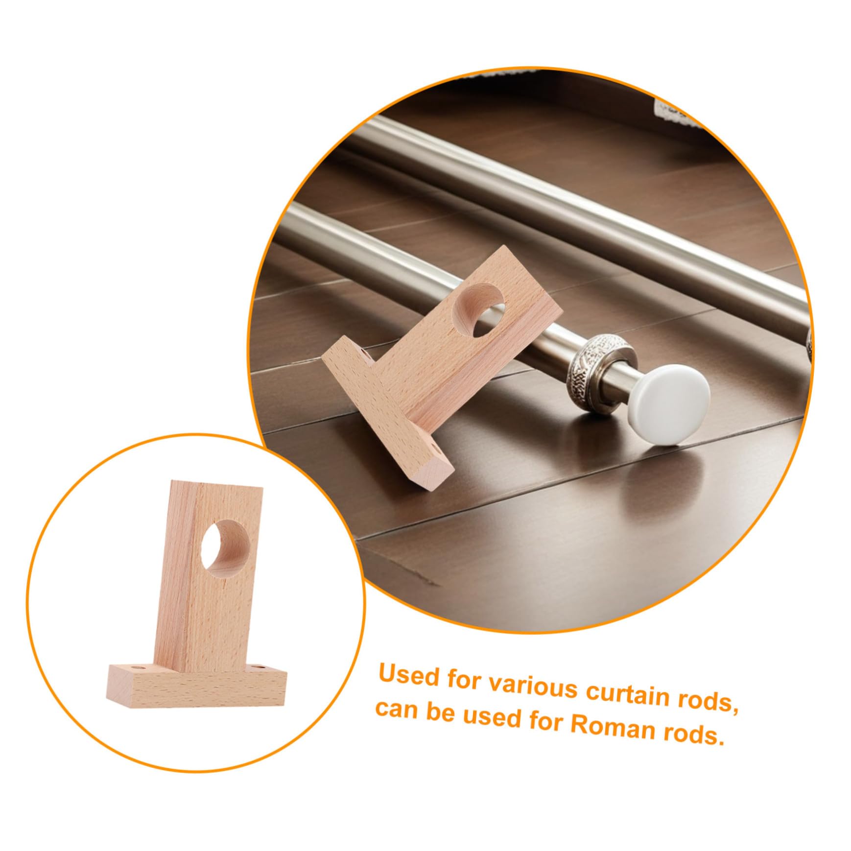 SOLUSTRE Supporti per Asta per Tende in Legno 4 Pezzi 2,5 Cm e 3 Cm, Staffe per Bastoni da Parete Elevata capacità Portante per Soggiorno e Camera da Letto