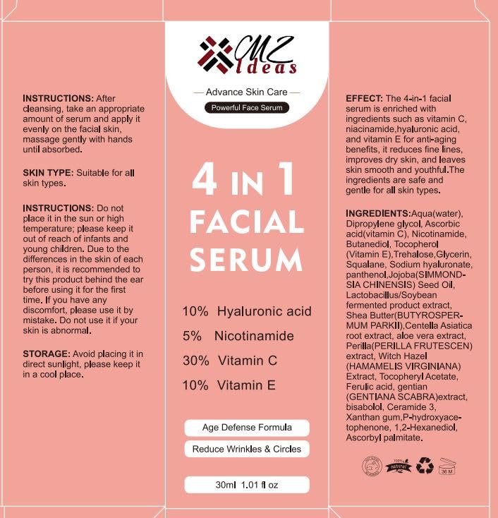 Miniatura 6 de Suero facial 4 en 1, 10% ácido hialurónico, 5% niacinamida, 30% vitamina C, 10% vitamina E, 1.01 fl oz