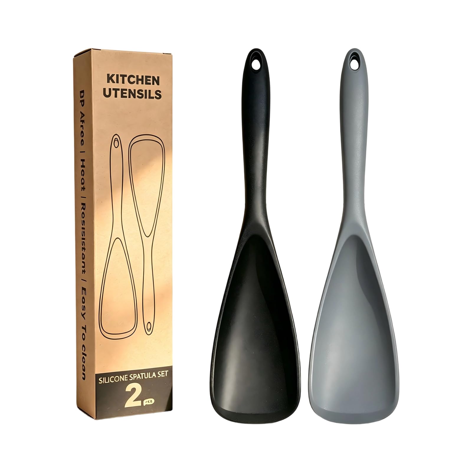 Silicone Saute Spoon Spatula Set, Nonstick Friendly Kitchen Utensils for Mixing, Scraping, Serving and Cooking Silicone Cooking Spoon Spatula Kitchen Utensil Nonstick Pan Scraper Serving Saute Tool