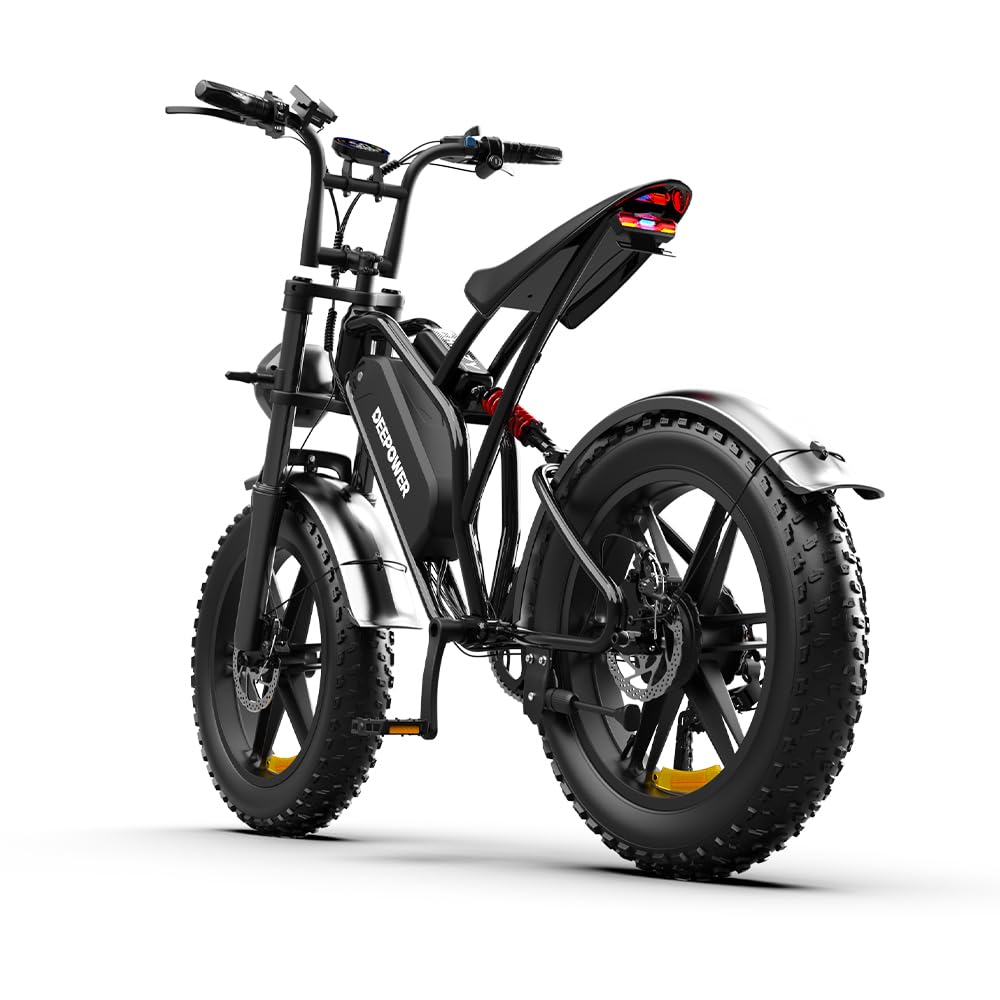 DEEPOWER S20: 1500W Adult Electric Bike with 32MPH Top Speed & 35-120 Mile Range, 20" Fat Tires and 48V 20Ah Removable Battery