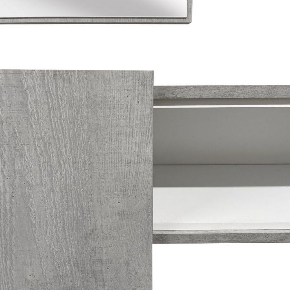 Dmora Mobile da Ingresso Baffin 31.2x100x75h cm Grigio Cemento Specchio Incluso un Ripiano, Appendiabiti