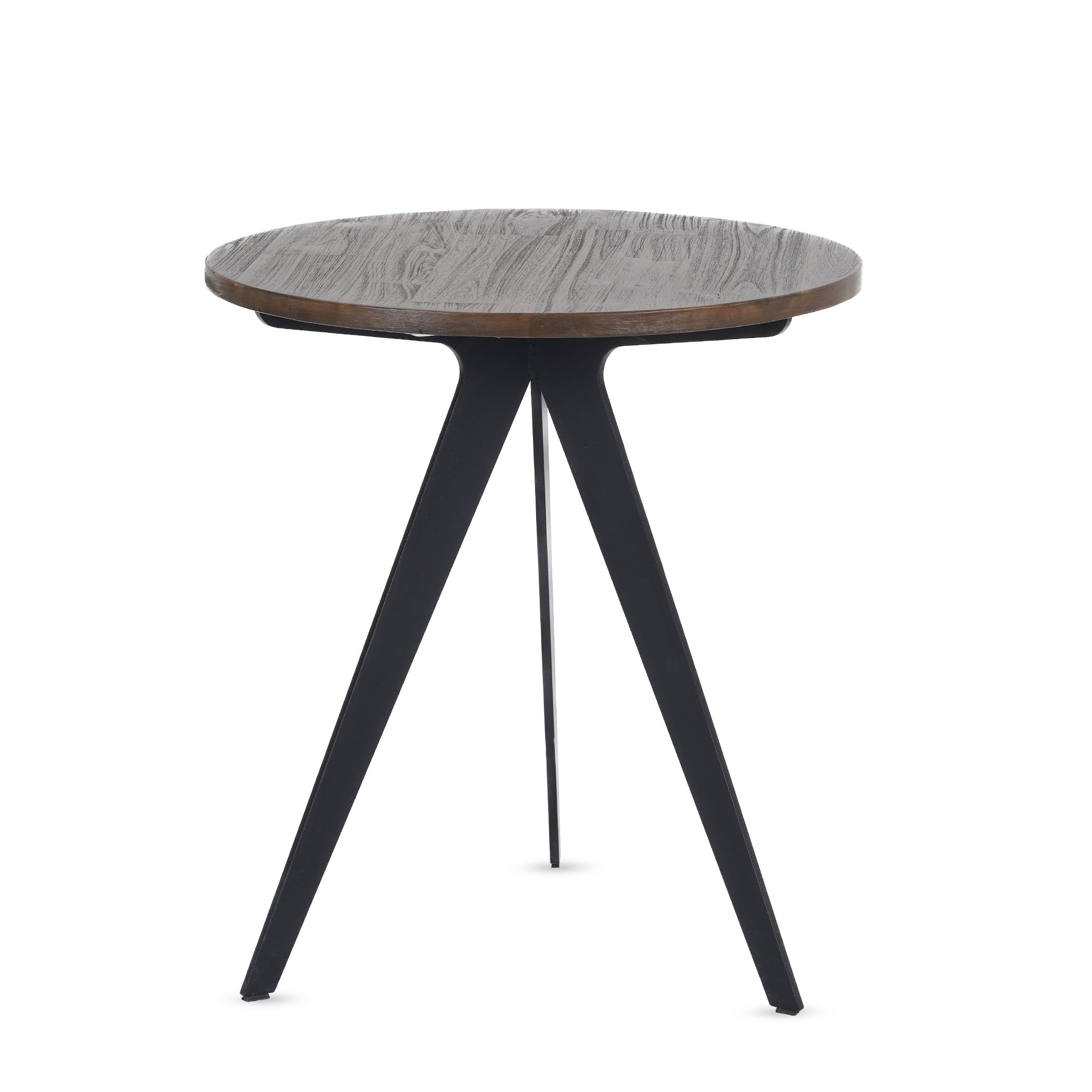 PAN HOMEMassa End Table Round Solid Wood 50X50X56 Brown & Black