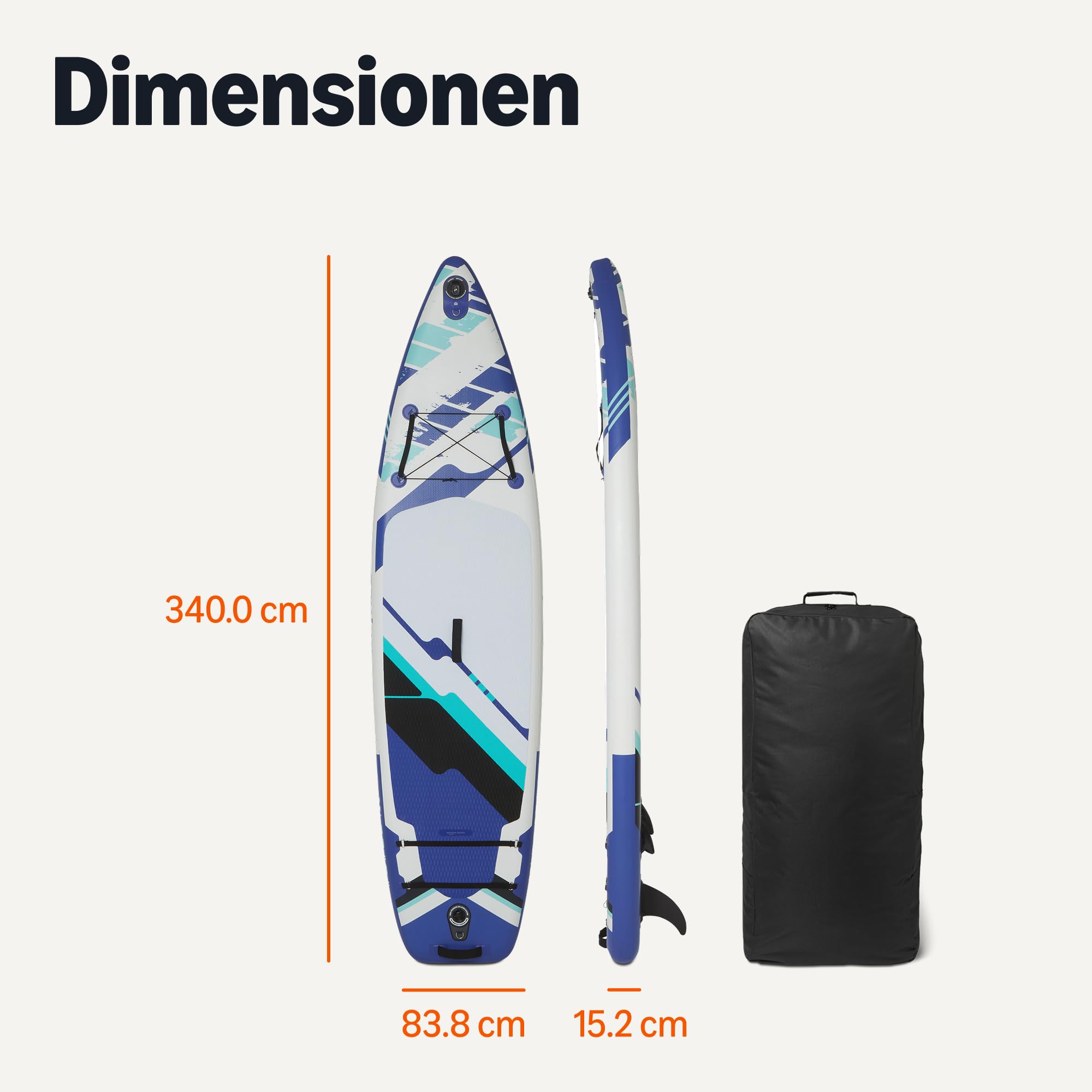 Amazon Basics Stand Up Paddleboard mit komplettem Zubehörset, 335 cm x 84 cm, Blau