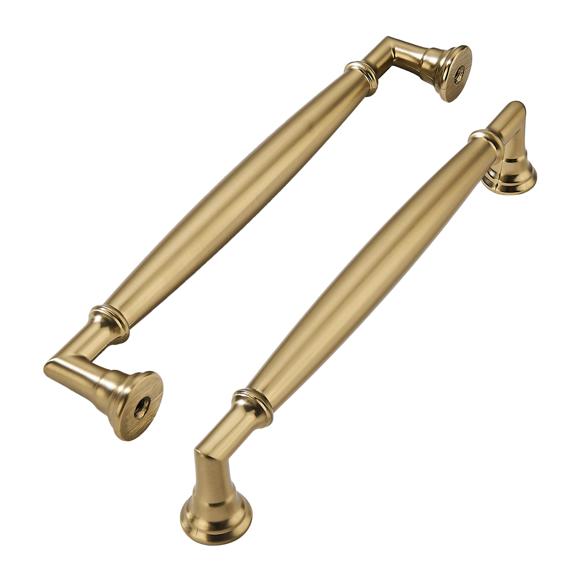 khtumeware 2 Pack 6 Inch(152mm) Brushed Brass Cabinet Pulls Heavy Duty Solid Warm Brass Cabinet Handles Kitchen Brushed Gold Cabinet Hardware for Cupboard Drawer Handles — image 1