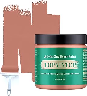 All-in-One Water-Based Wood Refinishing Paint - Low VOC, Fast-Drying, for Furniture, Cabinets & Doors - Easy Furniture Makeovers, with Paint Roller (Cedar Red, 16 Fl Oz)