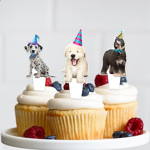 Miniatura 6 de 24 piezas de decoración para cupcakes de postre para perros y mascotas, decoración temática de adopción, baby shower, niños y niñas, suministros de