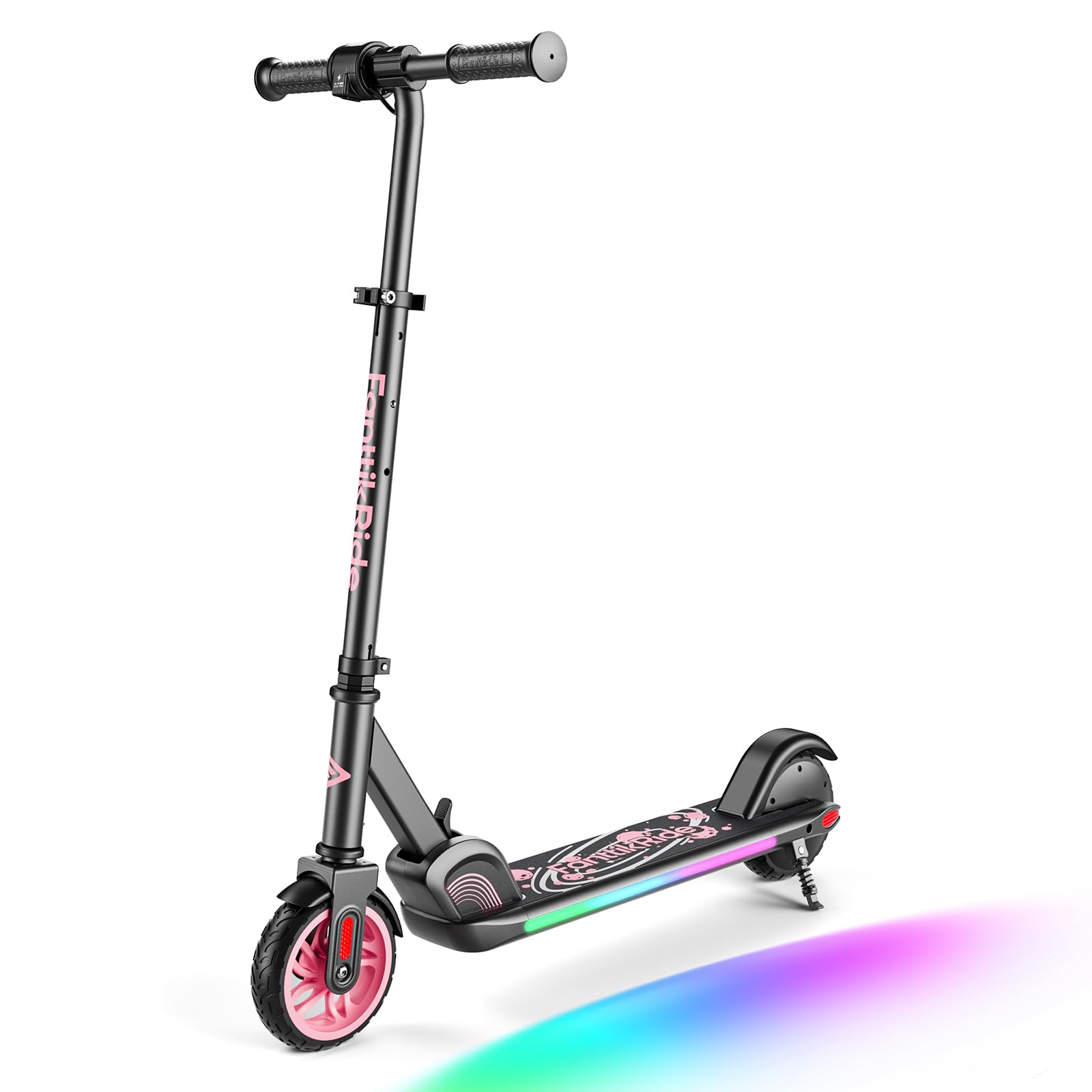 FanttikRide C9 Pro Kids Electric Scooter Ages 8-12 Colorful Rainbow Lights E-Scooter for Kids 3 9-5 2 ft