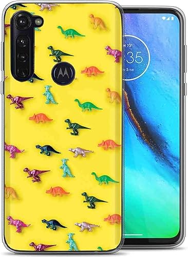 Funda transparente de gel fina para Motorola Moto G Stylus 2020, pantalla de 6.4 pulgadas (no compatible con 2021), estampado de dinosaurio amarillo