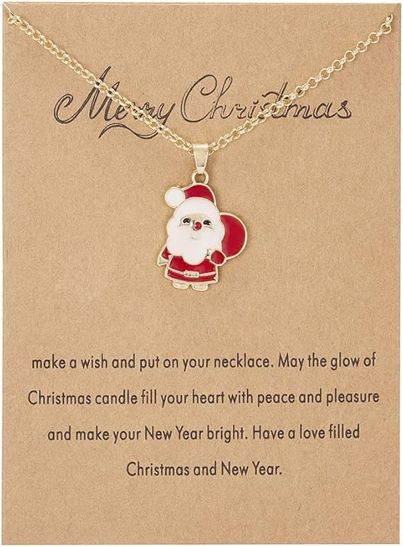 Christmas Necklace with Message Wish Card Christmas Tree Santa Claus Snowflake Pendant Necklace for Women Girls Thanksgiving Xmas Party Gifts Christmas Necklace with Message Wish Card Christmas Tree Santa Claus Snowflake Pendant Necklace for Women Girls Thanksgiving Xmas Party Gifts