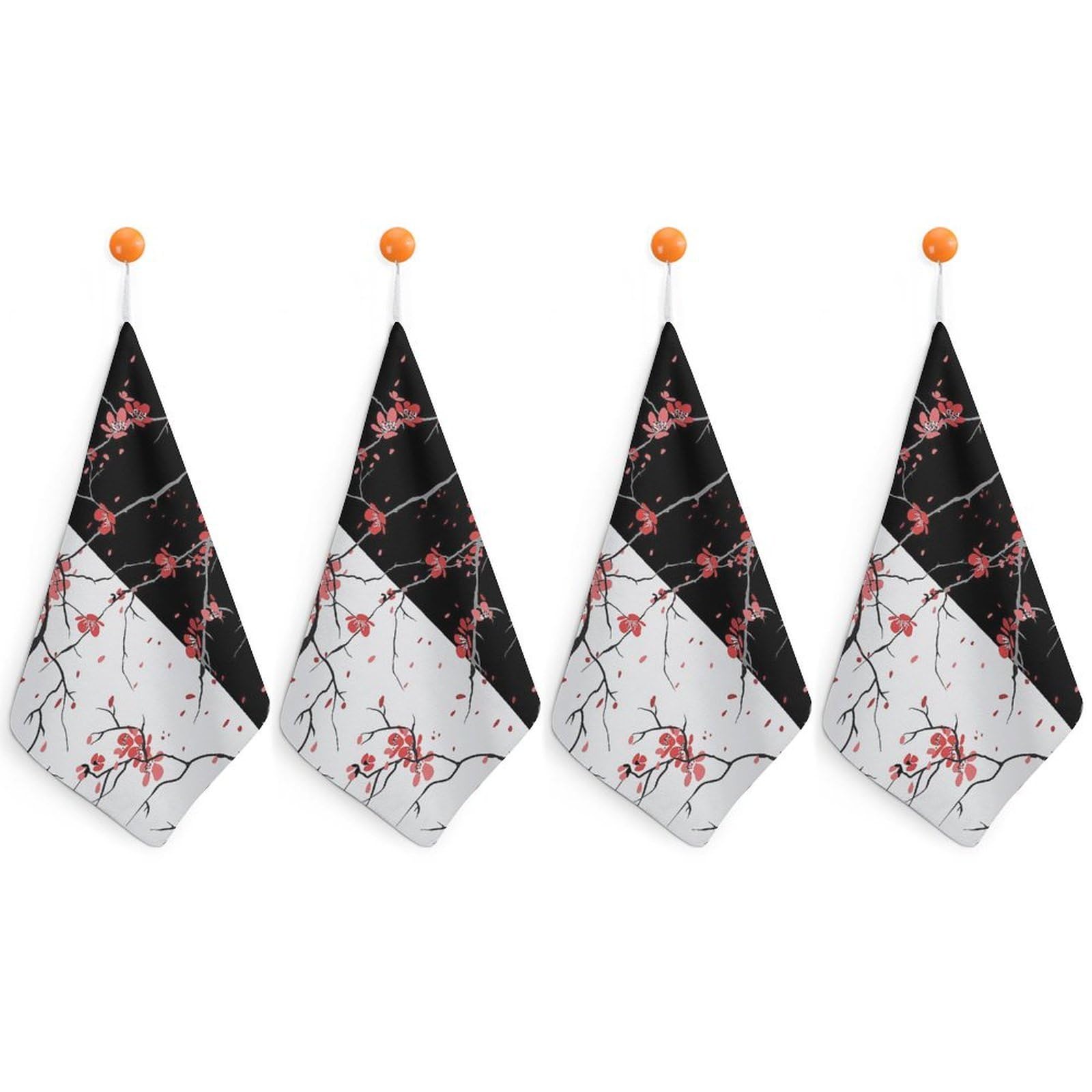 LWORZIIB 4 Piece Hanging Hand Towels, Cherry Blossom Small Dry Hand Towel for Kitchen Bathroom