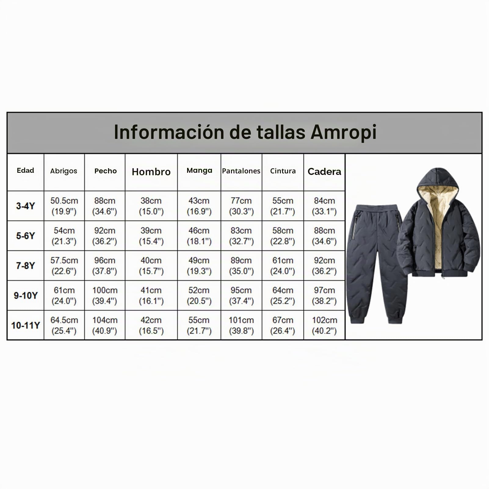 amropi Niño Chándal de Felpa Chaqueta con Capucha Forro de Piel Pantalones de Jogging Conjunto de Ropa de Invierno