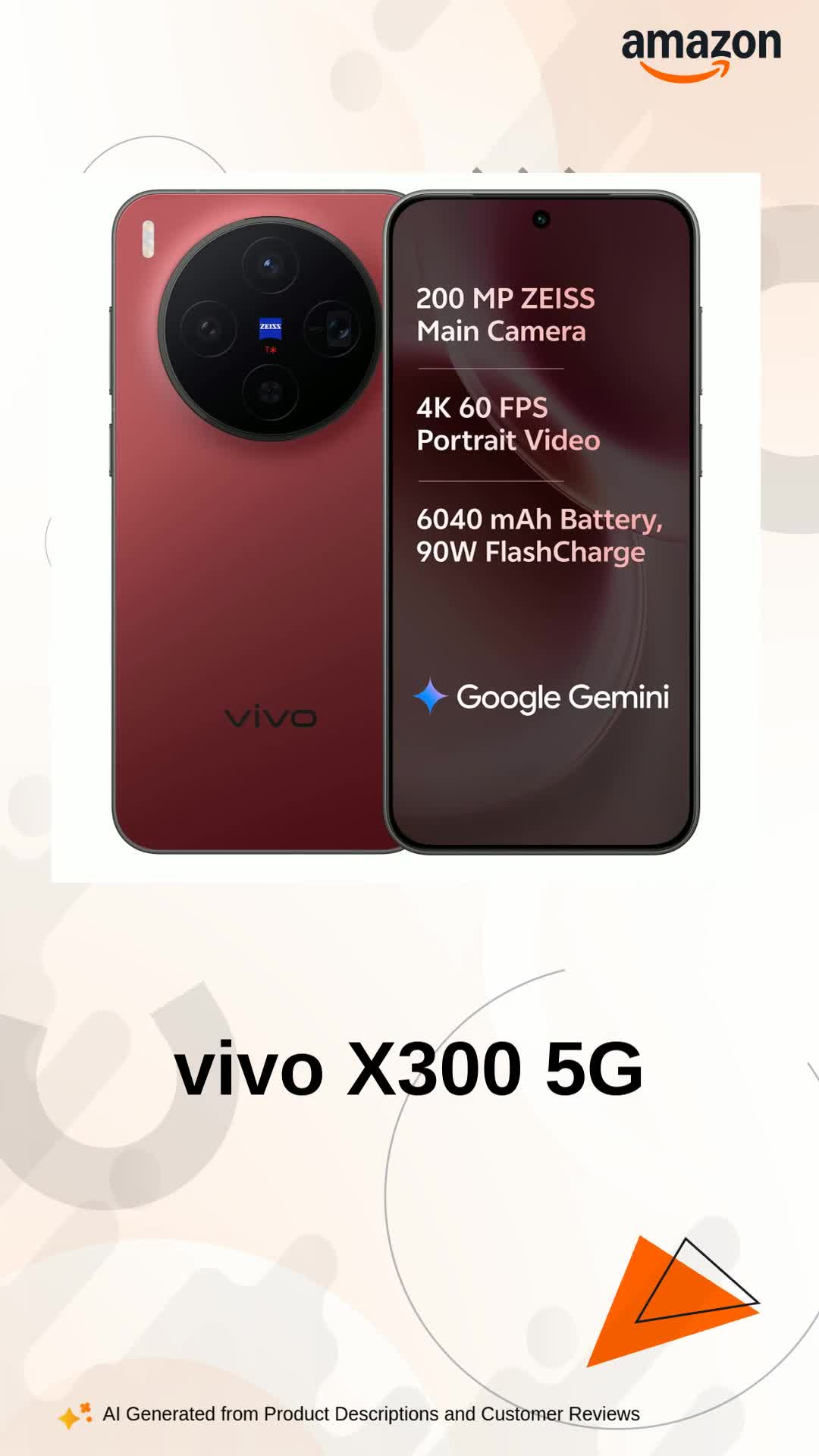 vivo X300 5G (Summit Red, 16GB RAM, 512GB Storage) with No Cost