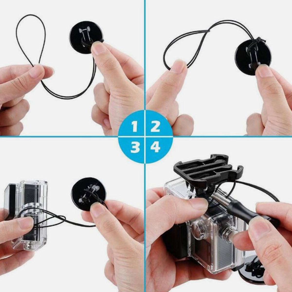 Correas De Seguridad Para GoPro – Pack De 6 Con Anclajes Adhesivos, Ideales Para Cascos, Coches Y Deportes Extremos
