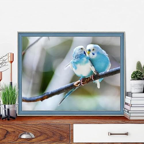 Miniatura 3 de QAZWSX Kits de pintura de diamantes azules para adultos, 5D DIY colorido taladro completo redondo kits de arte de diamantes loros pintura de